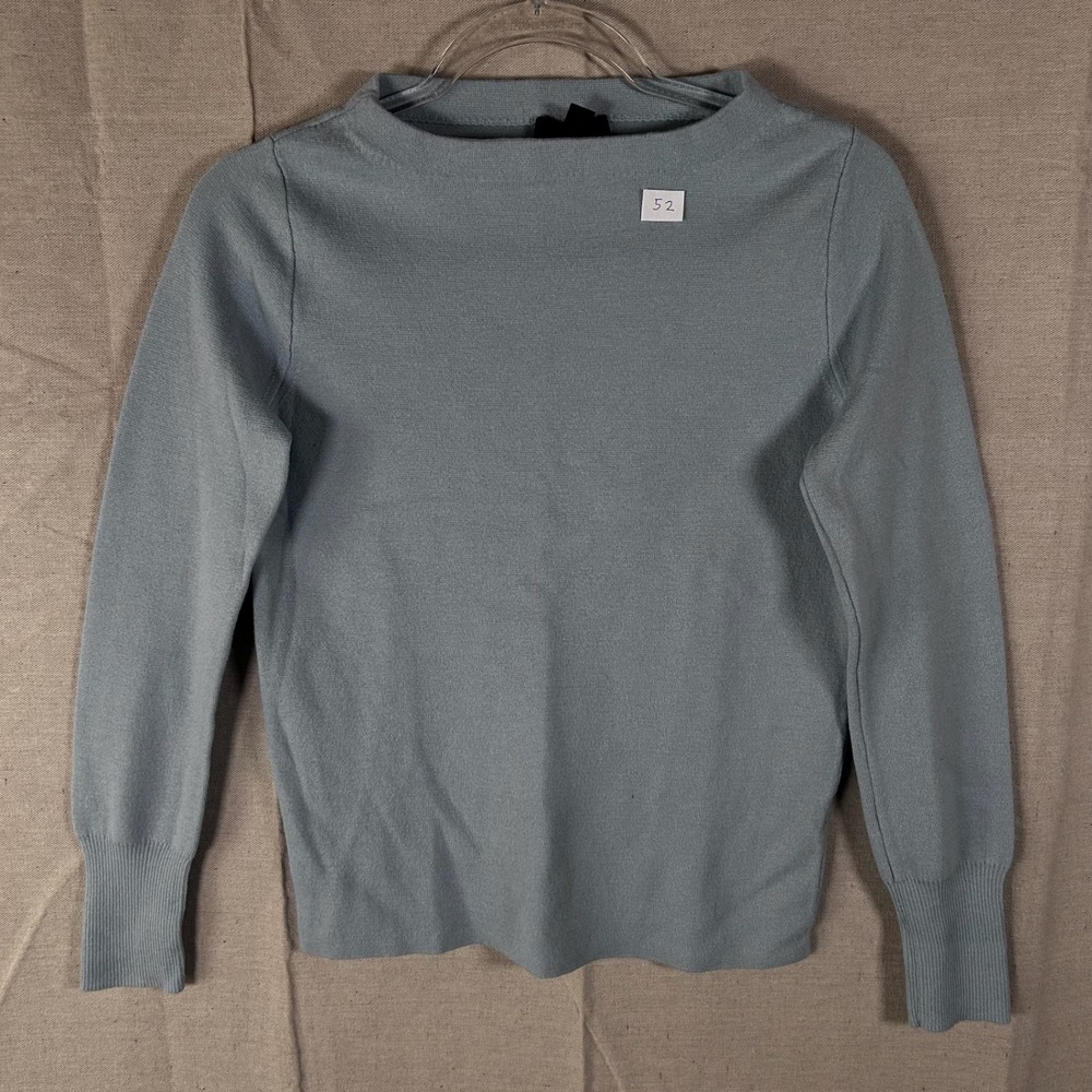 J.Crew Womens Merino Wool Cotton Boatneck Sweater Light Blue Small Long Sleeve